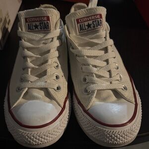 Converse Low Top Sneakers in Cream with Red Trim